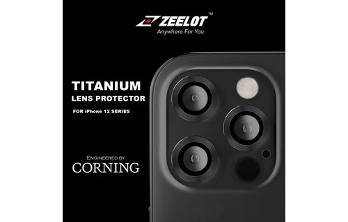 Zeelot Titanium Steel with Corning Glass Lens Protector for iPhone 12 Pro Max - Black