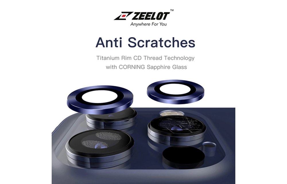 Zeelot Titanium Steel with Corning Glass Lens Protector for iPhone 12 Pro Max - Black