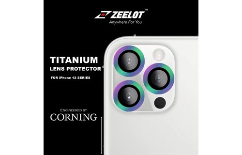 Zeelot Titanium Steel with Corning Glass Lens Protector for iPhone 12 Pro Max - Iridescent