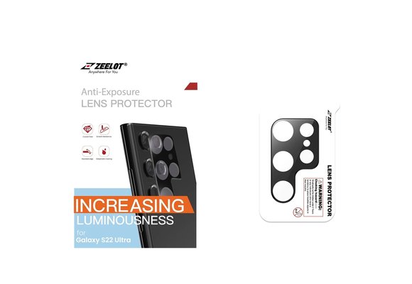 Zeelot Anti Exposure Lens Protector for Samsung Galaxy S22 Ultra - Black