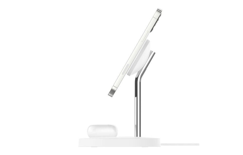 Belkin Boost Charge Pro 2-In-1 MagSafe Wireless Charging Stand UK Plug - White