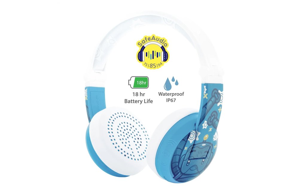BuddyPhones Wave Bluetooth Waterproof Robot Headphones - Blue