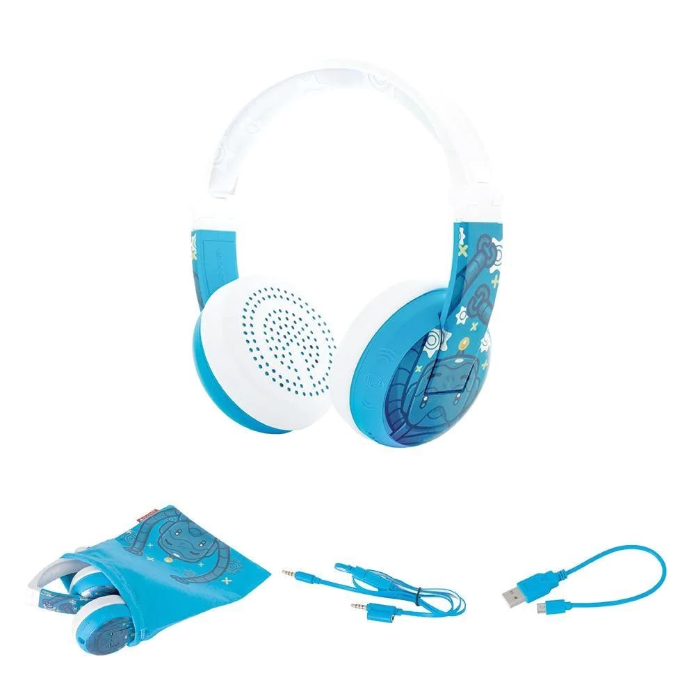 BuddyPhones Wave Bluetooth Waterproof Robot Headphones - Blue