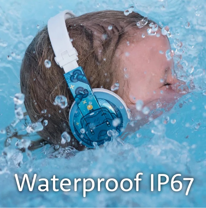 BuddyPhones Wave Bluetooth Waterproof Robot Headphones - Blue