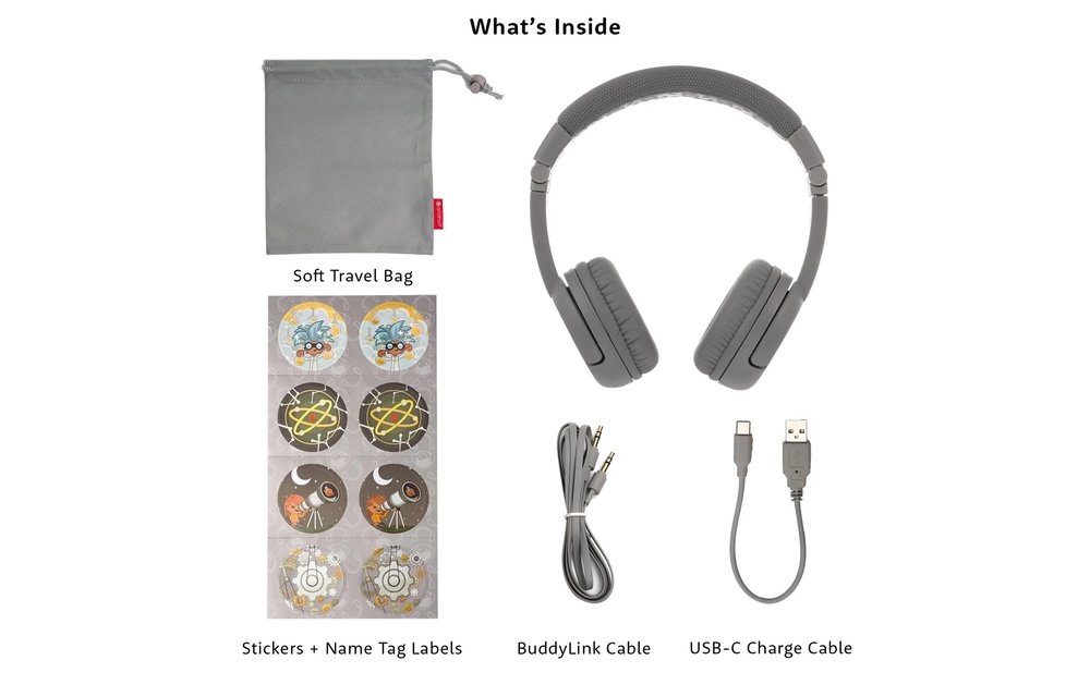 BuddyPhones Play Plus Wireless Headphone - Grey Matt