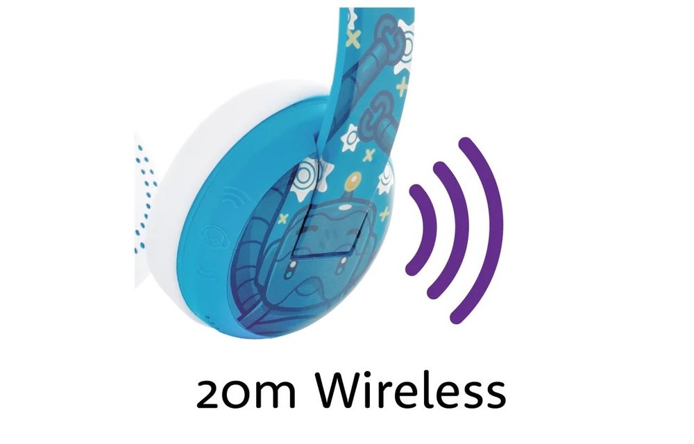 BuddyPhones Wave Bluetooth Waterproof Robot Headphones - Blue