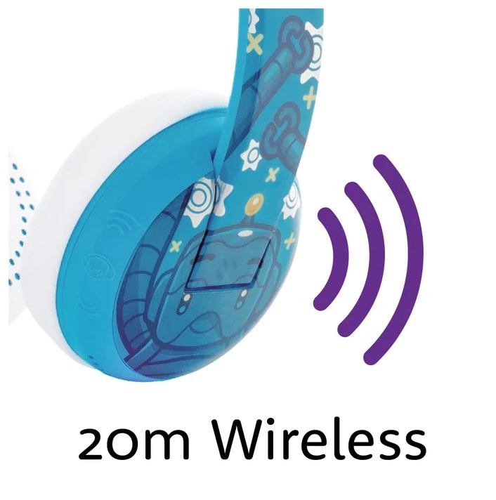 BuddyPhones Wave Bluetooth Waterproof Robot Headphones - Blue