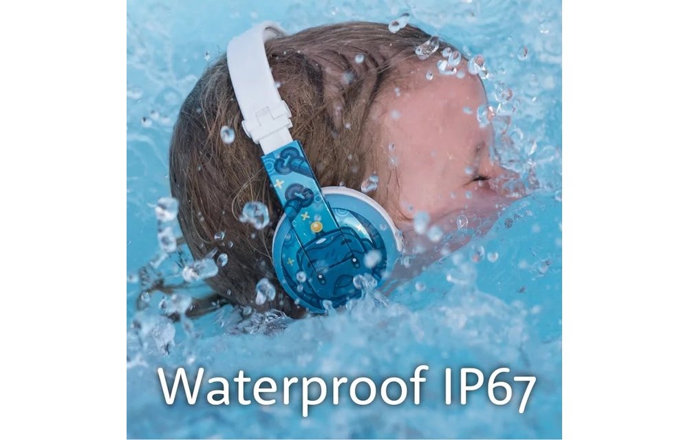 BuddyPhones Wave Bluetooth Waterproof Robot Headphones - Blue