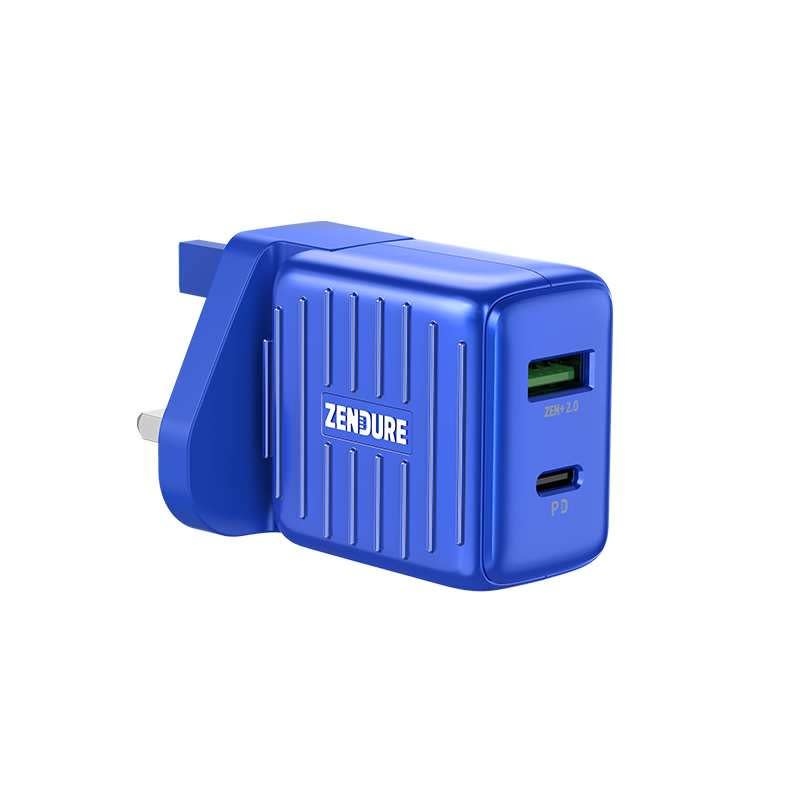 Zendure SuperPort 20W 2 Port PD Mini Wall Charger with UK Adapter- Blue