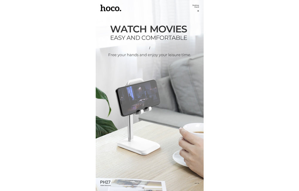 Hoco PH27 Stable Telescopic Desktop Stand - White