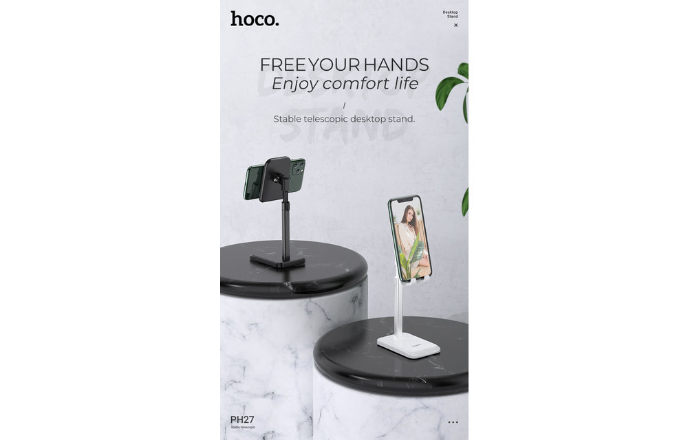 Hoco PH27 Stable Telescopic Desktop Stand - White