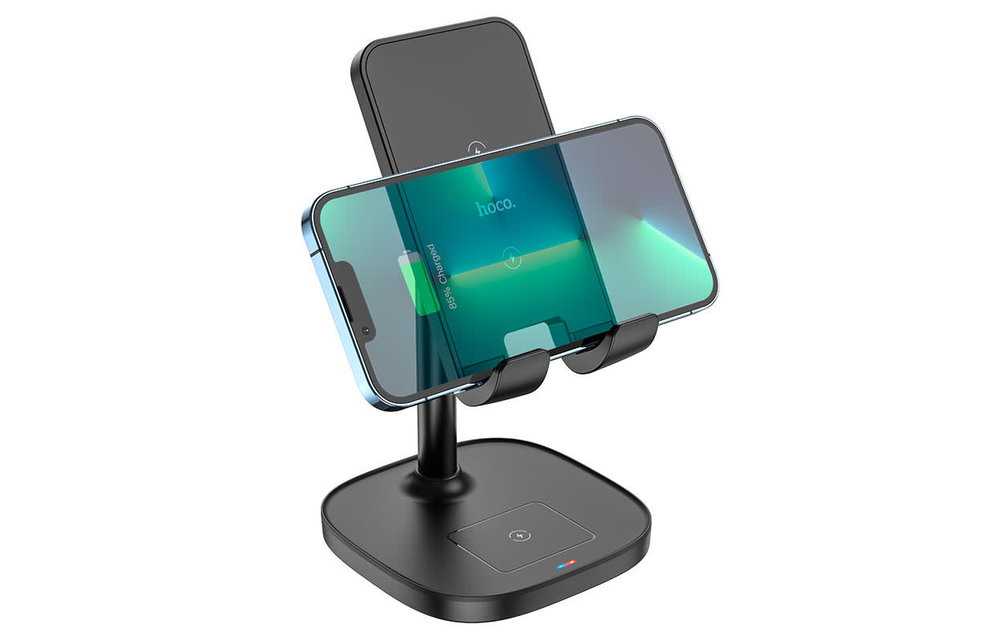 Hoco CW37 15W 2in 1 Wireless Fast Charging Stand - Black