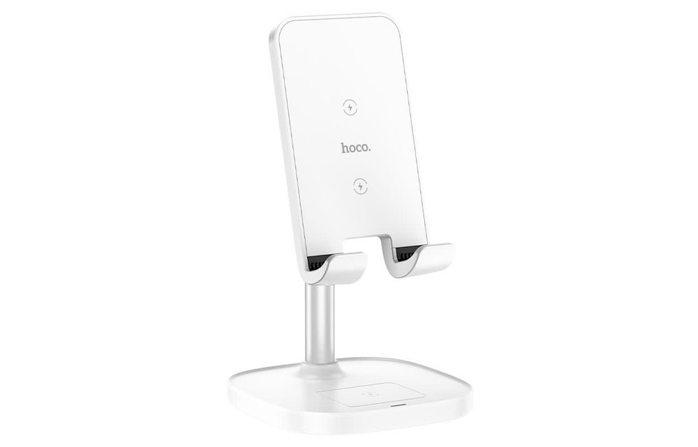 Hoco CW37 15W 2in 1 Wireless Fast Charging Stand - White