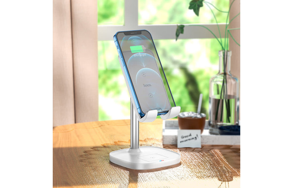 Hoco CW37 15W 2in 1 Wireless Fast Charging Stand - White