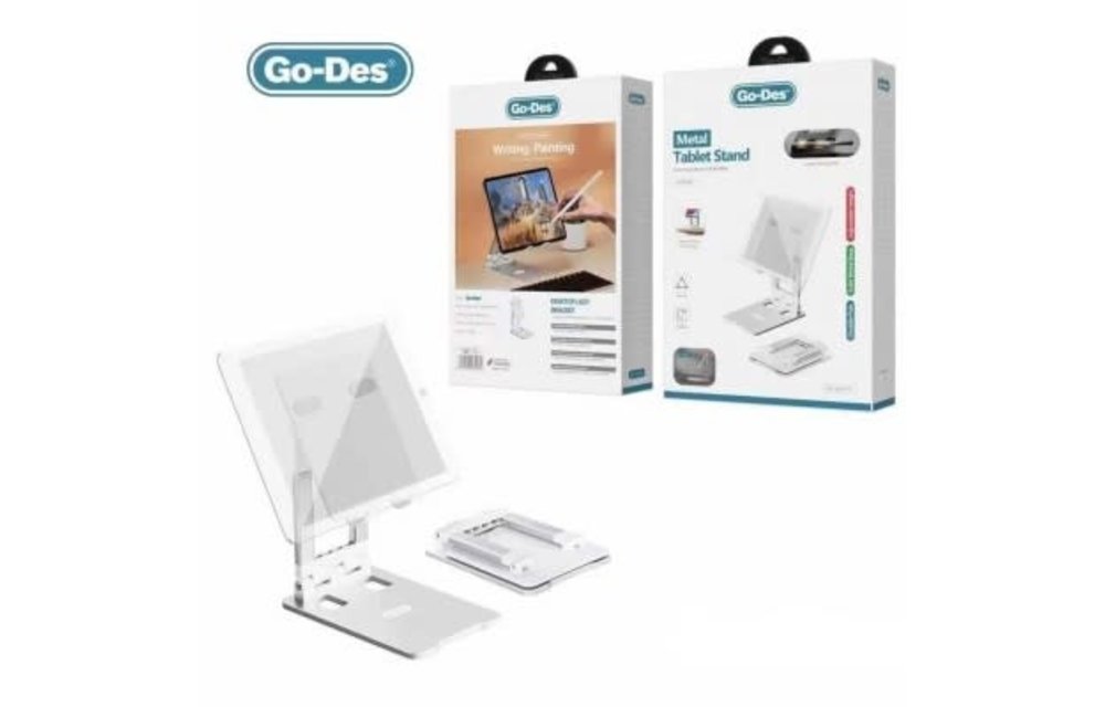 GoDes Dual Axis Metal Tablet Stand - White