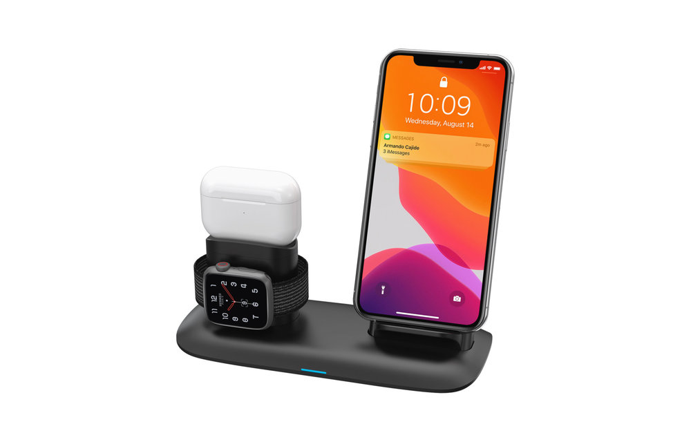 Porodo 4 in 1 Slim Charging Base 7.5w/10w for iphone / Apple Watch / Aipods - Black