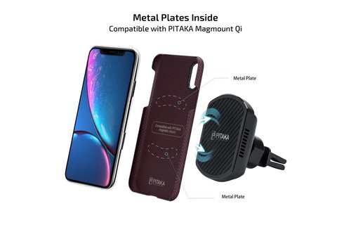 Pitaka Aramid Case for iPhone Xr - Black/Red Plain