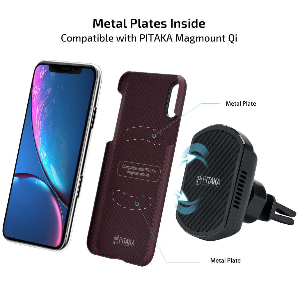 Pitaka Aramid Case for iPhone Xr - Black/Red Plain