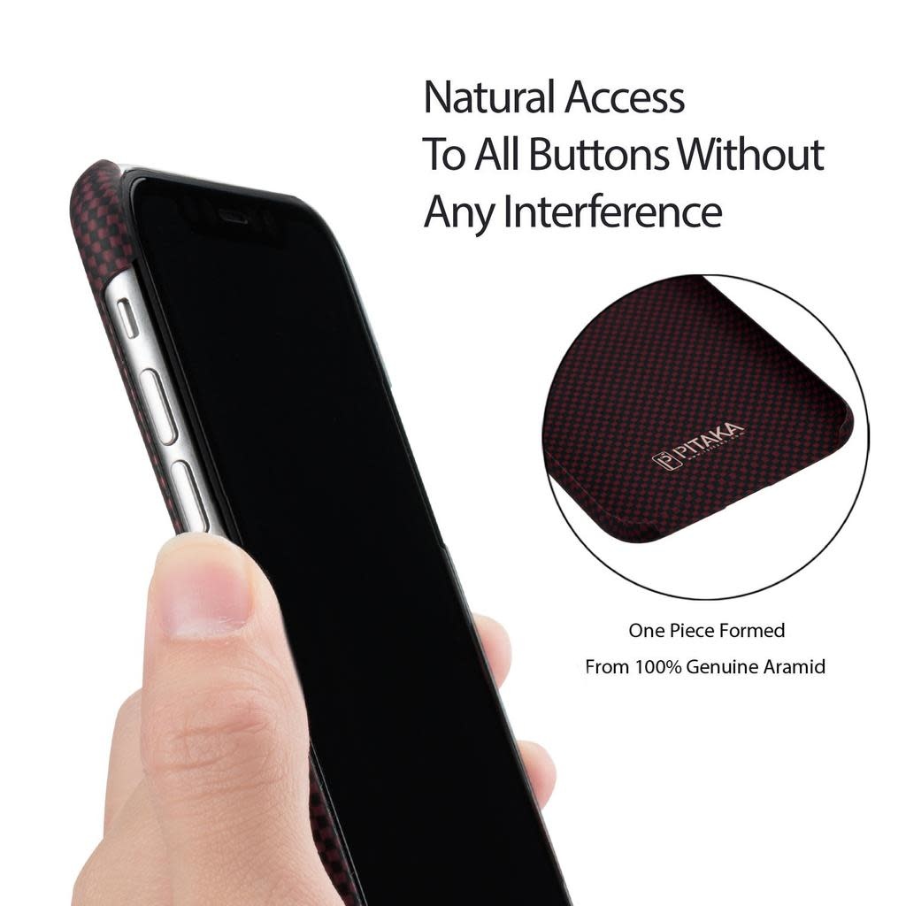 Pitaka Aramid Case for iPhone Xr - Black/Red Plain