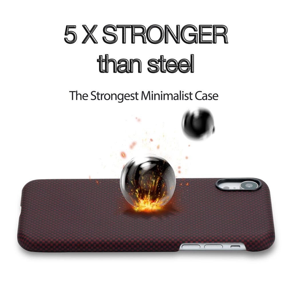 Pitaka Aramid Case for iPhone Xr - Black/Red Plain