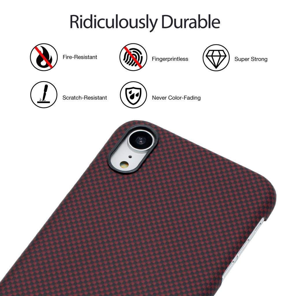 Pitaka Aramid Case for iPhone Xr - Black/Red Plain