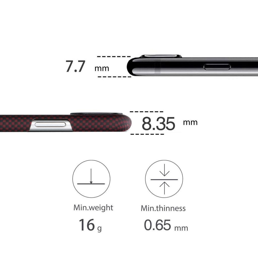 Pitaka Aramid Case for iPhone Xr - Black/Red Plain