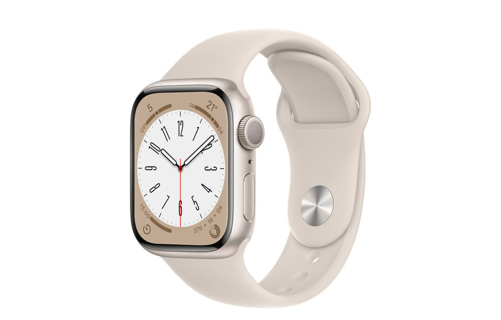 Apple Watch Series 8 GPS, 41mm Aluminum Case with Starlight Sport Band - Starlight