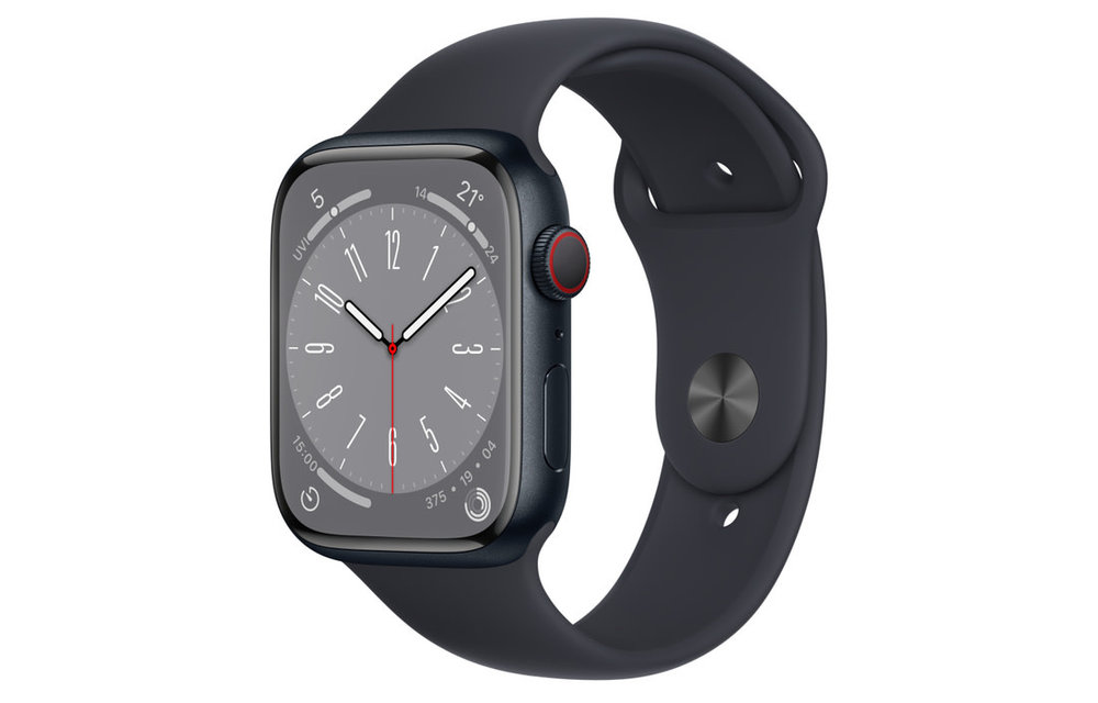 Apple Watch Series 8 GPS + Cellular, 45mm Aluminum Case with Midnight Sport Band - Midnight
