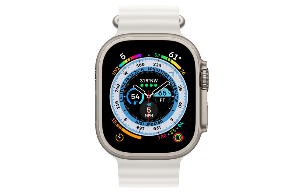 Apple Watch Ultra GPS + Cellular, 49mm Titanium Case with White Ocean Band - White