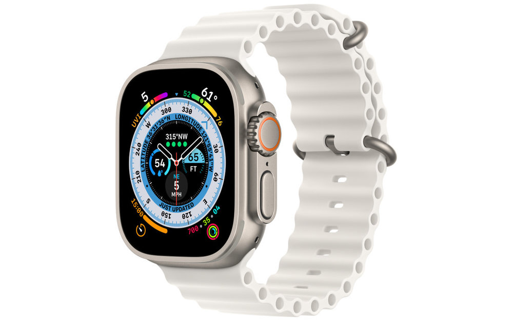 Apple Watch Ultra GPS + Cellular, 49mm Titanium Case with White Ocean Band - White