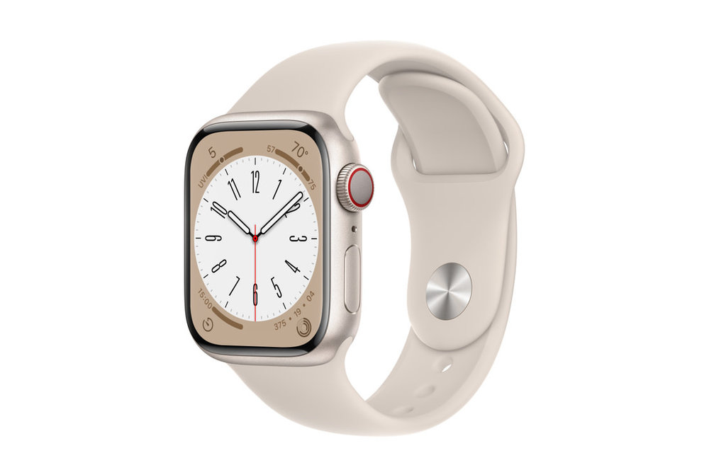 Apple Watch Series 8 GPS, 41mm Aluminum Case with Starlight Sport Band - Starlight