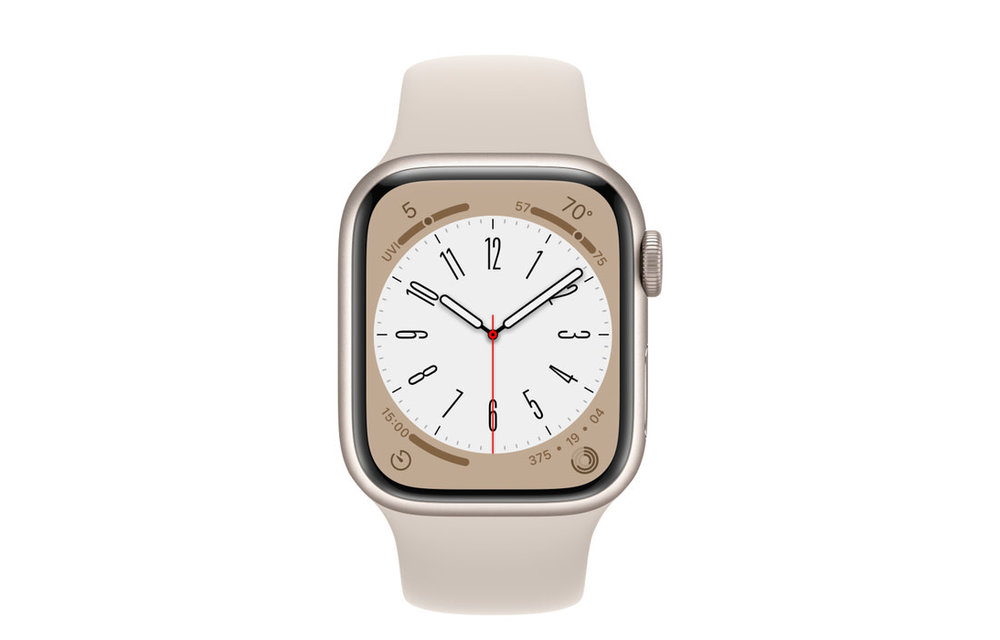 Apple Watch Series 8 GPS, 41mm Aluminum Case with Starlight Sport Band - Starlight