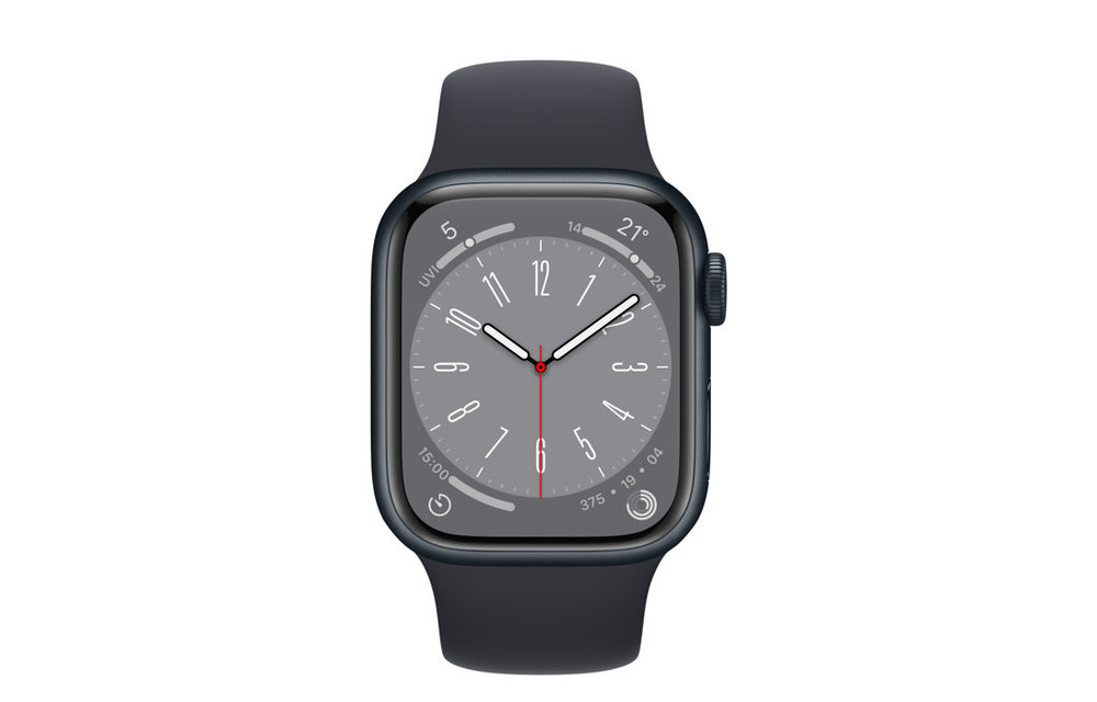 Apple Watch Series 8 GPS, 41mm Aluminum Case with Midnight Sport Band - Midnight