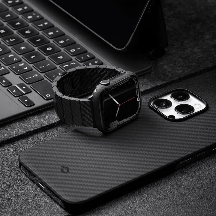 Pitaka Air Case for Apple Watch 45mm - Black/Grey Twill