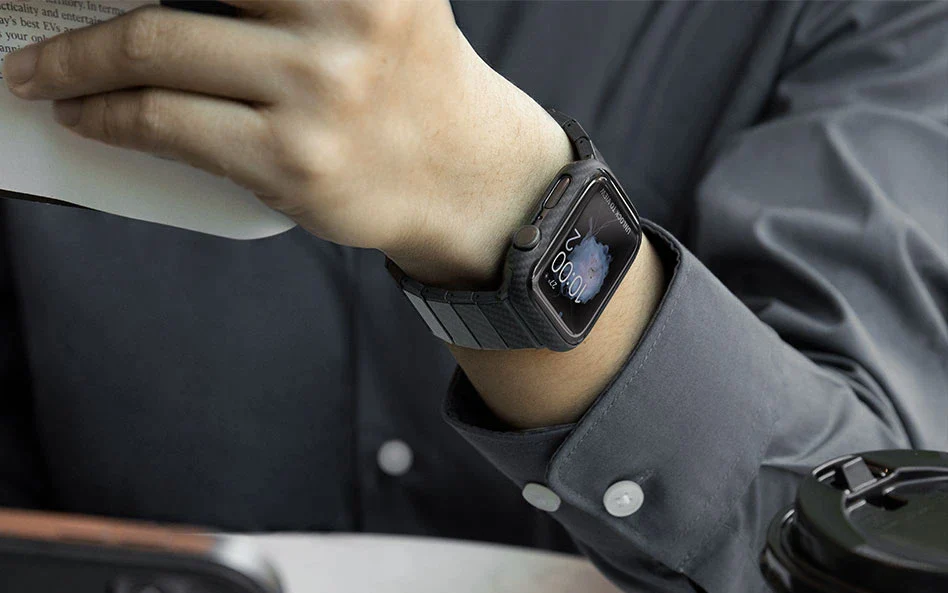 Pitaka Air Case for Apple Watch 45mm - Black/Grey Twill