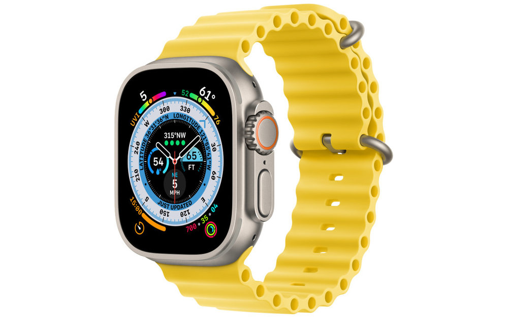 Apple Watch Ultra GPS + Cellular, 49mm Titanium Case with Yellow Ocean Band - Yellow