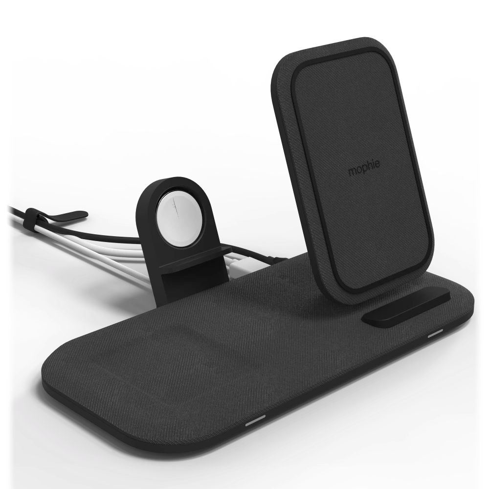 Mophie 3 in 1 Wireless Charging Stand Plus Pad 15W - Black