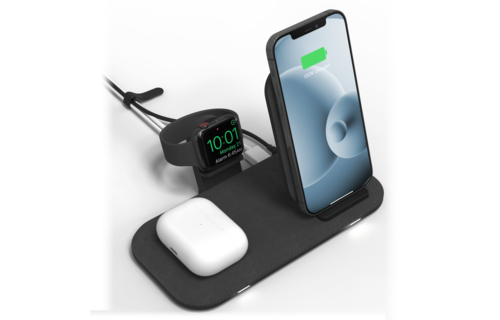 Mophie 3 in 1 Wireless Charging Stand Plus Pad 15W - Black