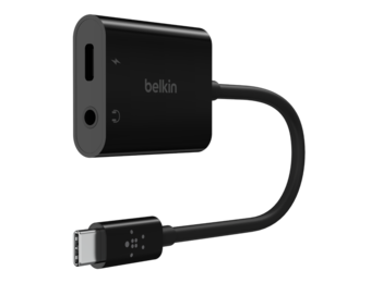 Belkin Rockstar 3.5MM Audio Plus USB-C Charge Adapter 60W - Black