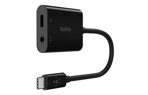 Belkin Rockstar 3.5MM Audio Plus USB-C Charge Adapter 60W - Black