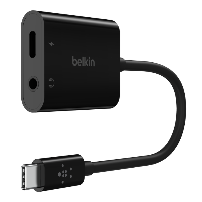 Belkin Rockstar 3.5MM Audio Plus USB-C Charge Adapter 60W - Black
