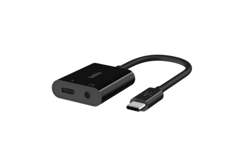 Belkin Rockstar 3.5MM Audio Plus USB-C Charge Adapter 60W - Black