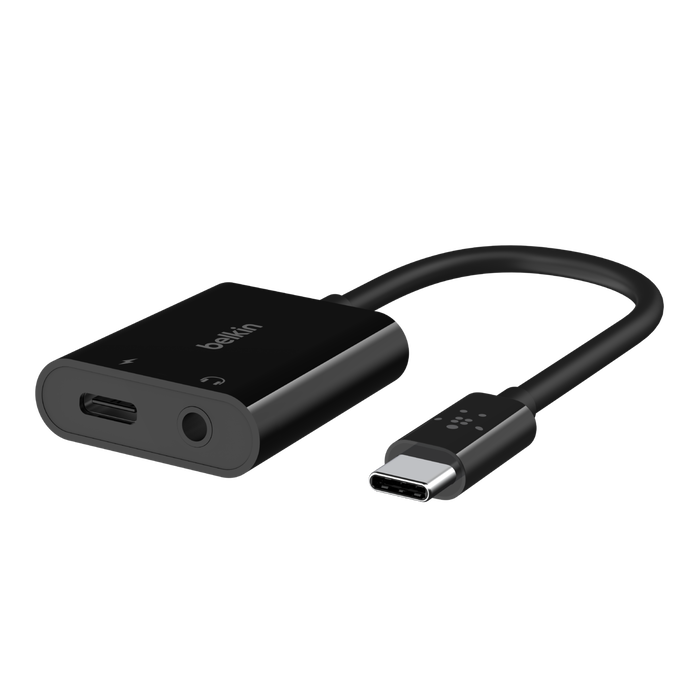Belkin Rockstar 3.5MM Audio Plus USB-C Charge Adapter 60W - Black