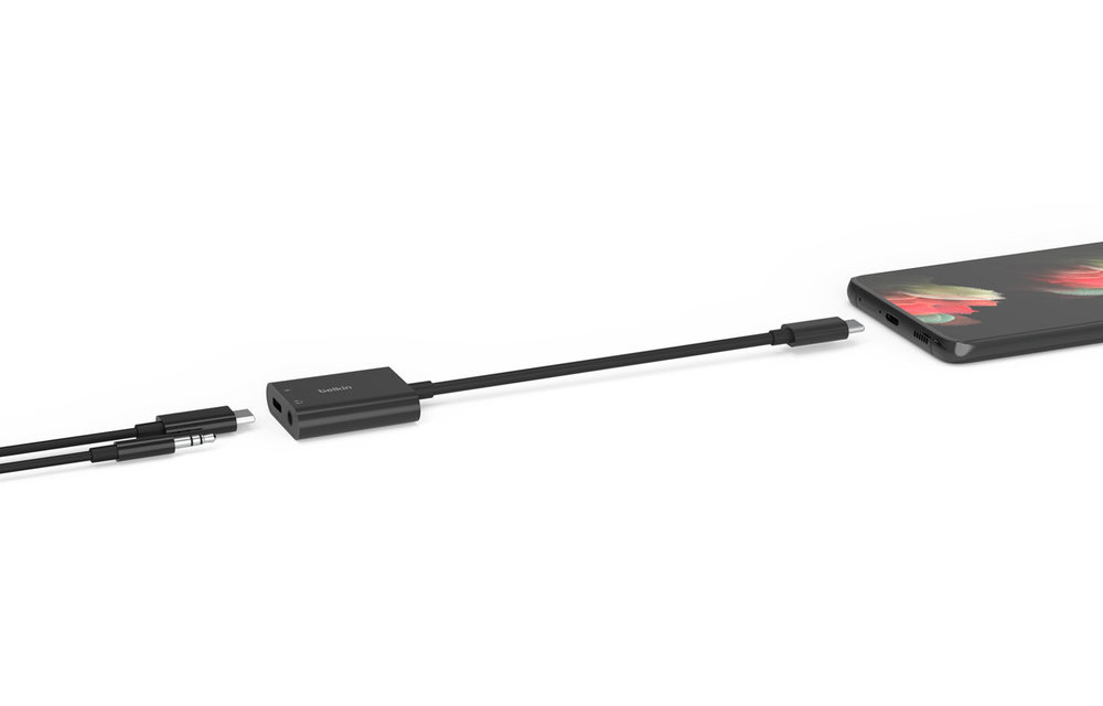 Belkin Rockstar 3.5MM Audio Plus USB-C Charge Adapter 60W - Black