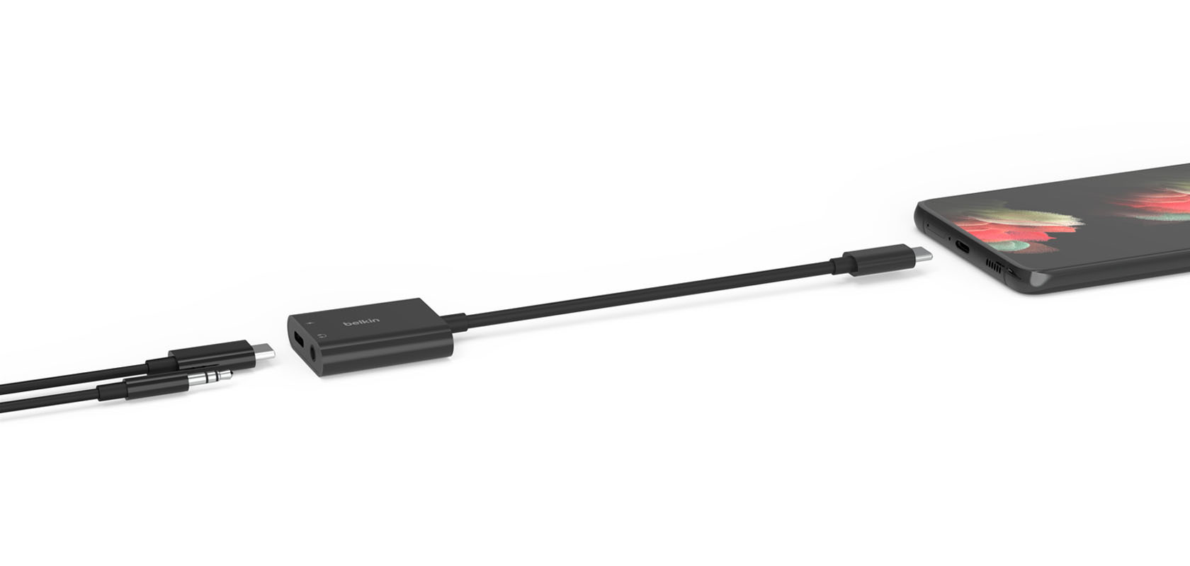 Belkin Rockstar 3.5MM Audio Plus USB-C Charge Adapter 60W - Black