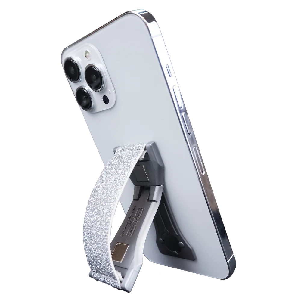 LoveHandle PRO Magnetic Phone Grip with Kickstand - Silver Glitter
