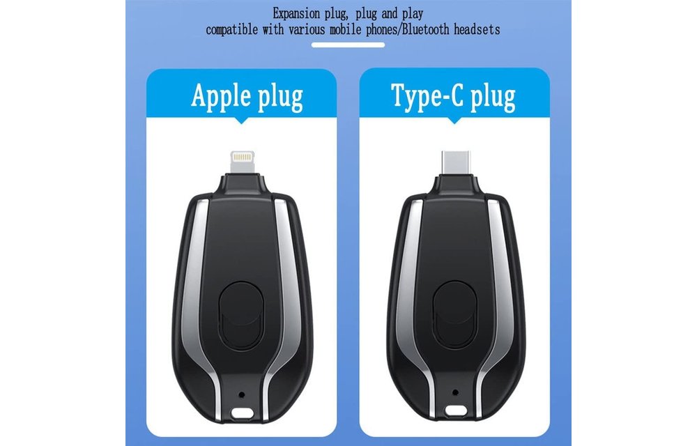 Keychain Power Pod Lightning 1500mah - Black