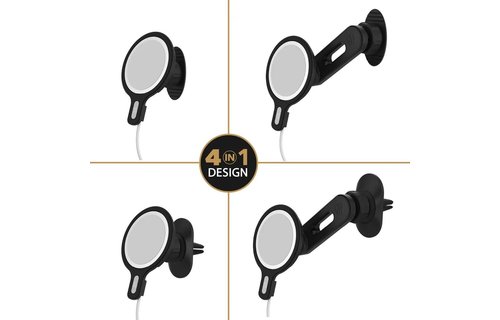 Scosche MagicMount MSC Swingarm 4 in 1 MagSafe Wireless Charging Dash Mount Combo 20W - Black