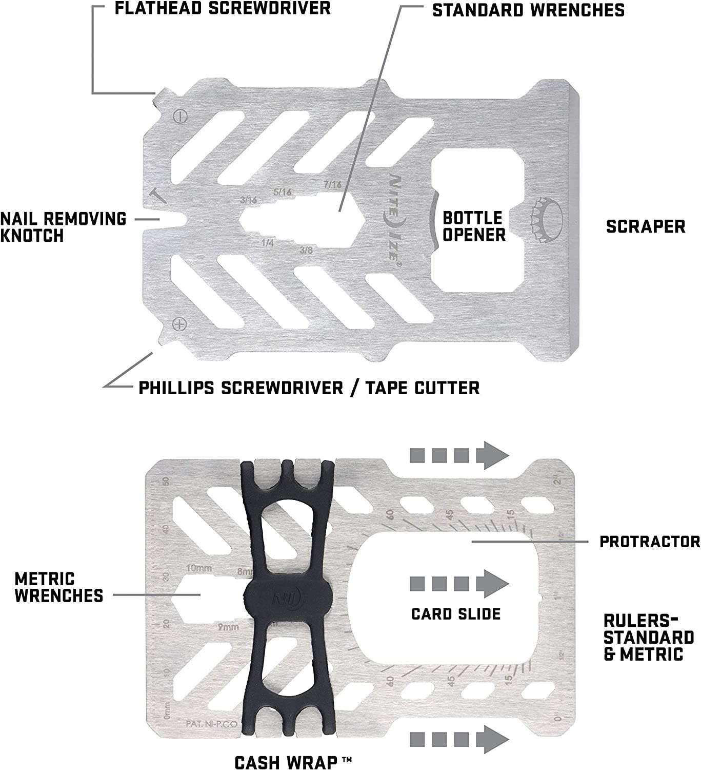 Nite Ize Financial Tool RFID Blocking Multi Purpose Wallet Tool - Stainless