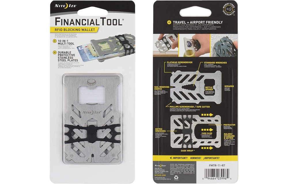Nite Ize Financial Tool RFID Blocking Multi Purpose Wallet Tool - Stainless